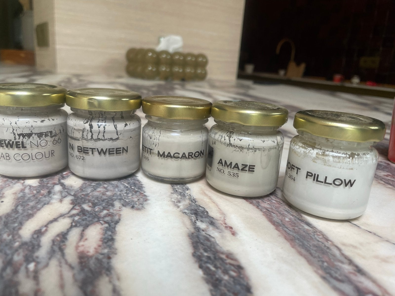 5 potjes LAB paint testers - diverse kleuren, Gebruikt, Overige kleuren, Ophalen of Verzenden, Verf