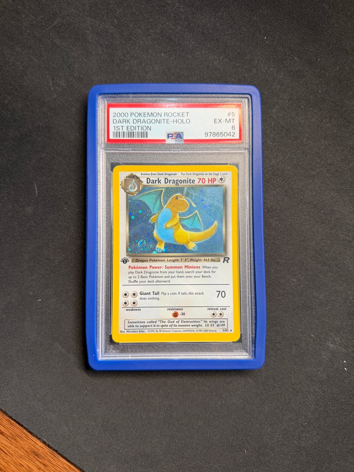 Pokemon Dark Dragonite Holo 5/82 PSA 6 - 1st Edition SWIRL, Ophalen of Verzenden, Zo goed als nieuw