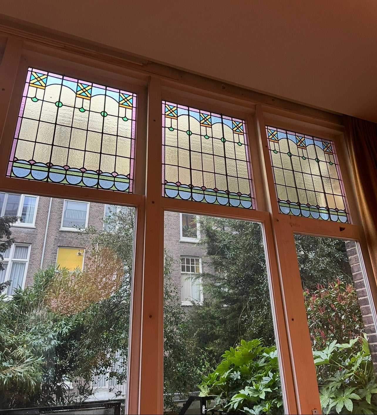 Prachtig glas-in-lood glas 6 stuks, Ophalen, Gevelraam of Ruit, Minder dan 80 cm, Zo goed als nieuw