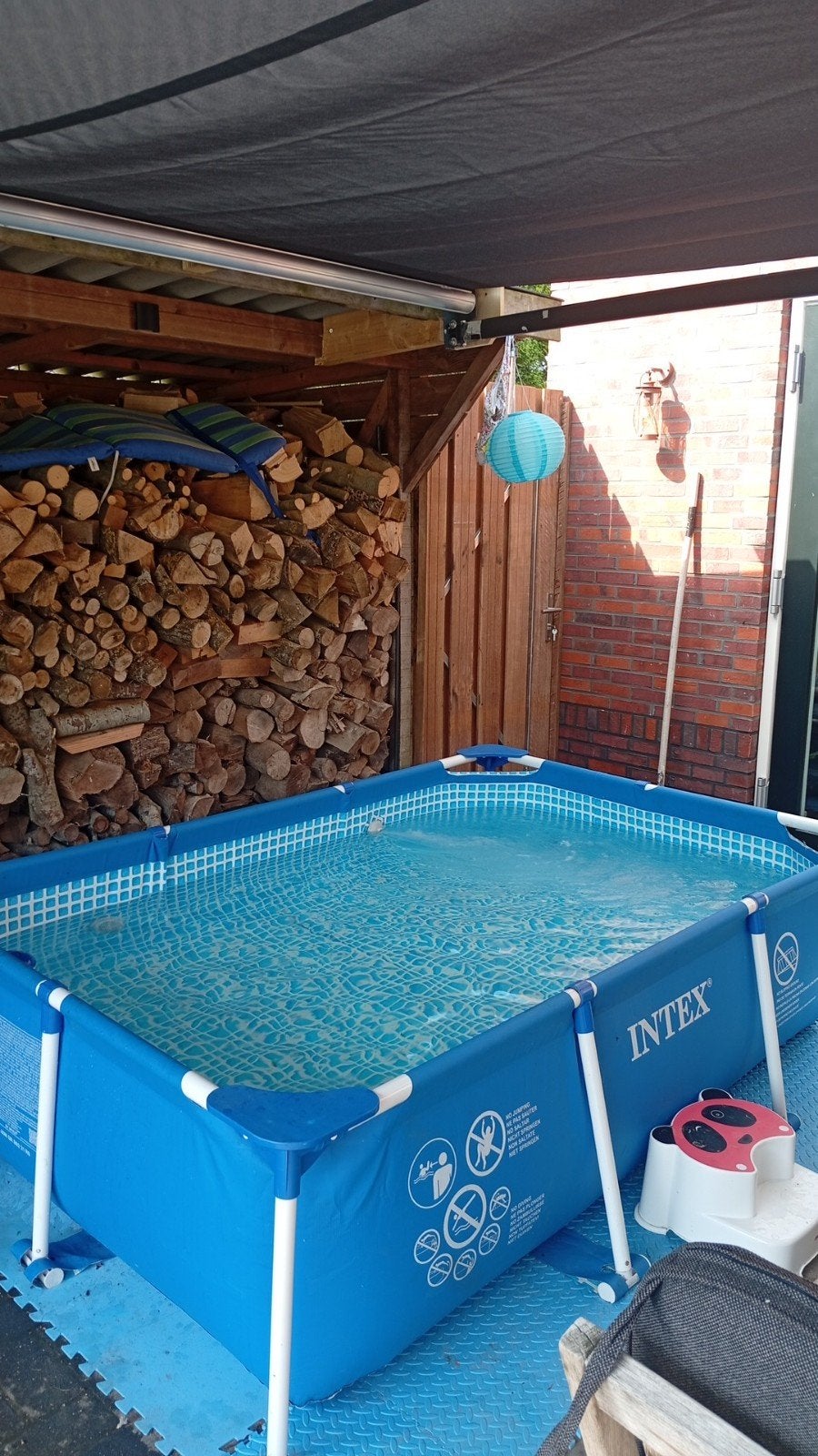 Intex opzetzwembad 150x220x60 inclusief toebehoren, Ophalen, Gebruikt, Opzetzwembad, Rechthoekig