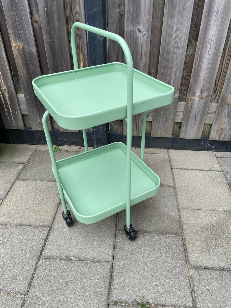 Trolley op wieltjes, Ophalen, Groen, Gebruikt, Metaal