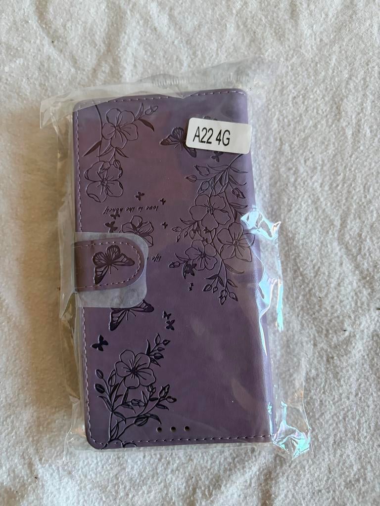 Nieuw Samsung A22 4G hoesje met vlinder- en bloemmotief, Ophalen of Verzenden, Nieuw, Overige modellen, Hoesje of Tasje