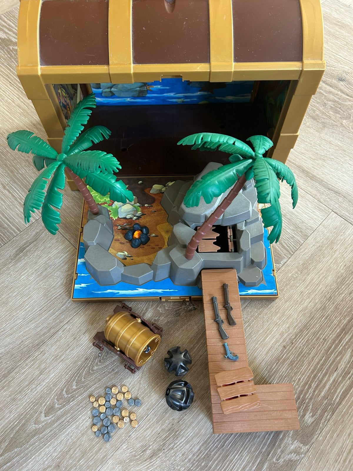 Playmobil piraten schatkist met eiland en accessoires, Ophalen, Pirates, Gebruikt, Losse onderdelen