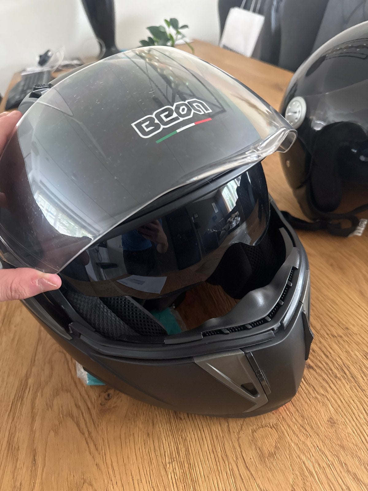 Beon systeemhelm - Zwart, Motoren, Ophalen, Tweedehands, Systeemhelm, Overige merken