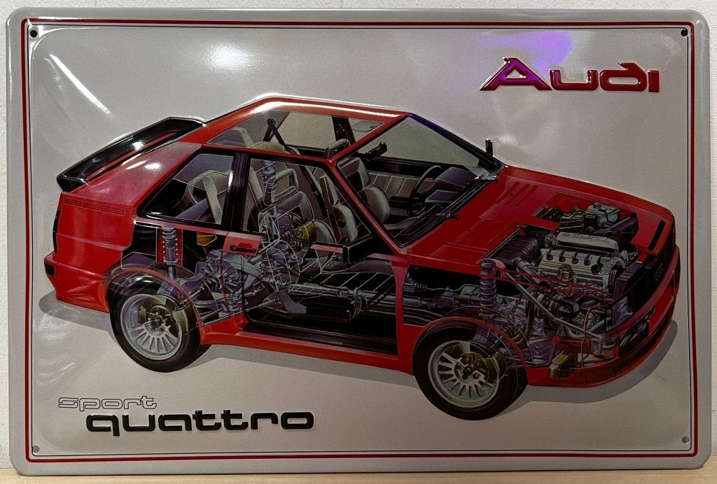 Audi Quatro Sport auto relief reclamebord van metaal deco