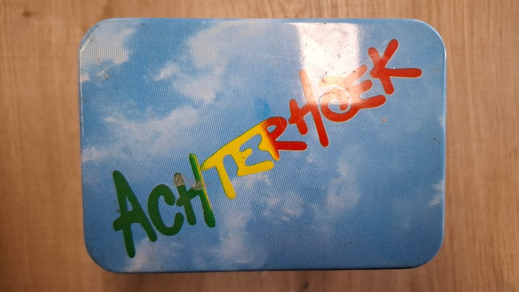 BLIKKEN OPBERGDOOSJE MET FOTO'S UIT DE ACHTERHOEK, Verzamelen, Blikken, Ophalen of Verzenden, Gebruikt, Overige