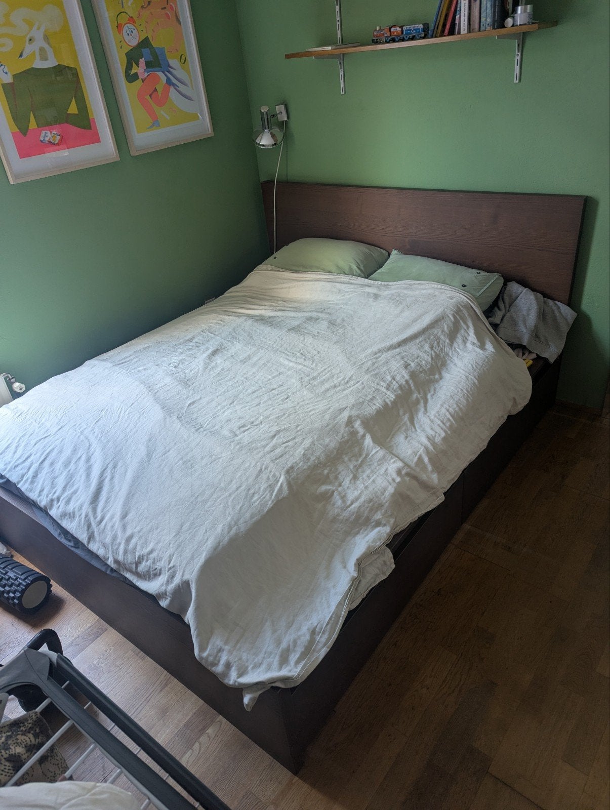 Ikea malm bed 160 x 200 donker bruin inclusief lades, Ophalen, Gebruikt, Bruin, Tweepersoons