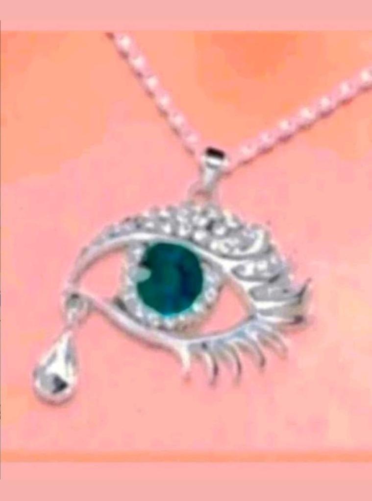 Ketting geluksoog saffier, Verzenden, Nieuw, Zilver, Met hanger