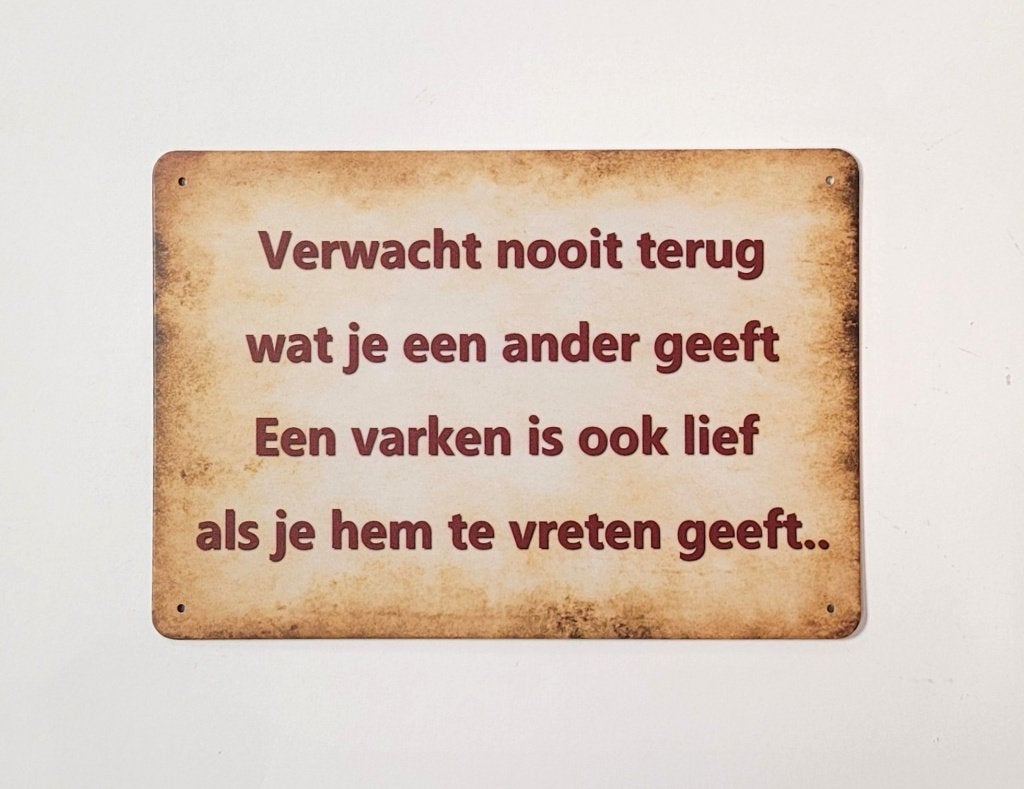 Een varken is ook lief reclamebord van metaal wandbord deco, Info@deconoord.nl, Deco Noord, Nieuw, Ophalen of Verzenden