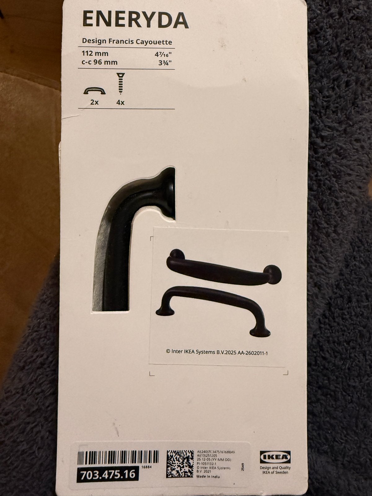 IKEA ENERYDA handgrepen/keukengrepen zwart (nieuw), Ophalen of Verzenden, Nieuw, Zwart, IKEA