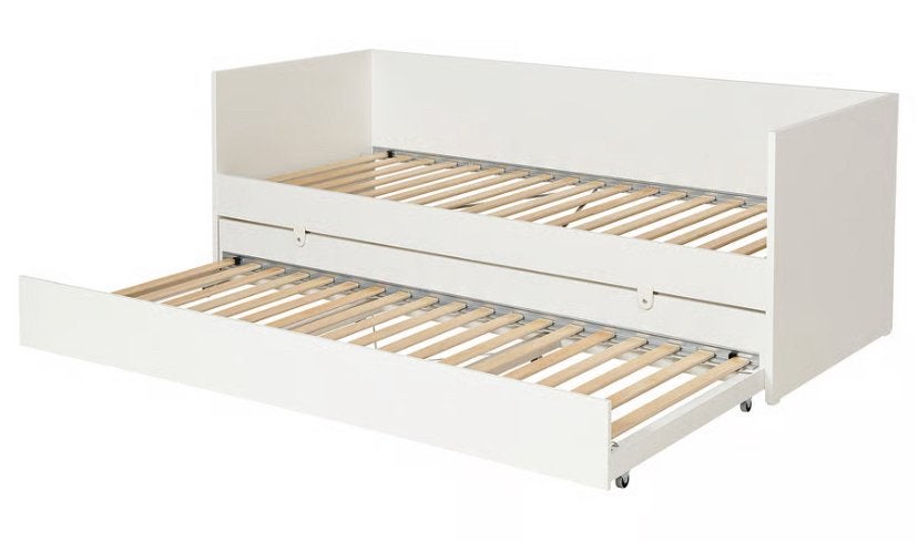 Ikea bed VIHALS met onderbed, Ophalen, Eenpersoons, Wit, Zo goed als nieuw