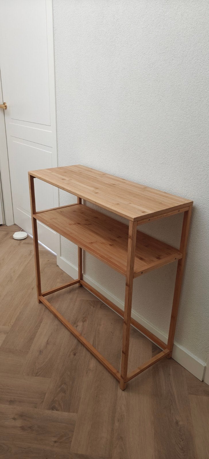 Stijlvol bamboe rek met 2 planken, Ophalen of Verzenden, Zo goed als nieuw