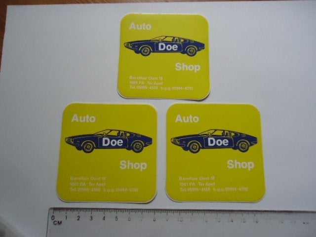 sticker oud Auto doe shop ter apel oldtimer retro 3x, Verzamelen, Verzenden, Zo goed als nieuw, Bedrijf of Vereniging