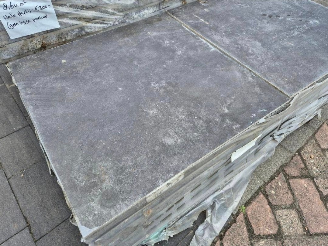5,76m² geoceramica antraciet grijs 60x60x4cm s-partij, Gecoat, Keramiek, Nieuw, Terrastegels