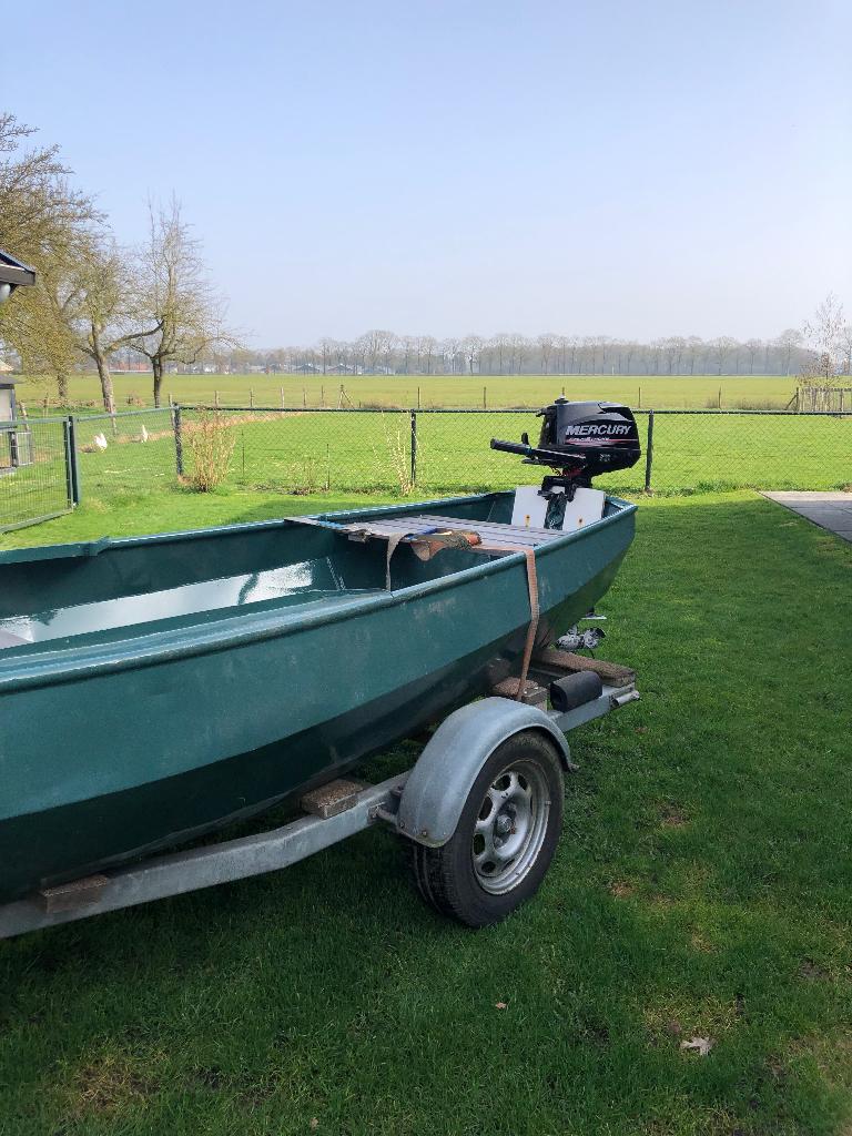 Ijzeren schouw/motor bootje., Tuin en Terras, Tuinwanddecoratie, Gebruikt, Ophalen