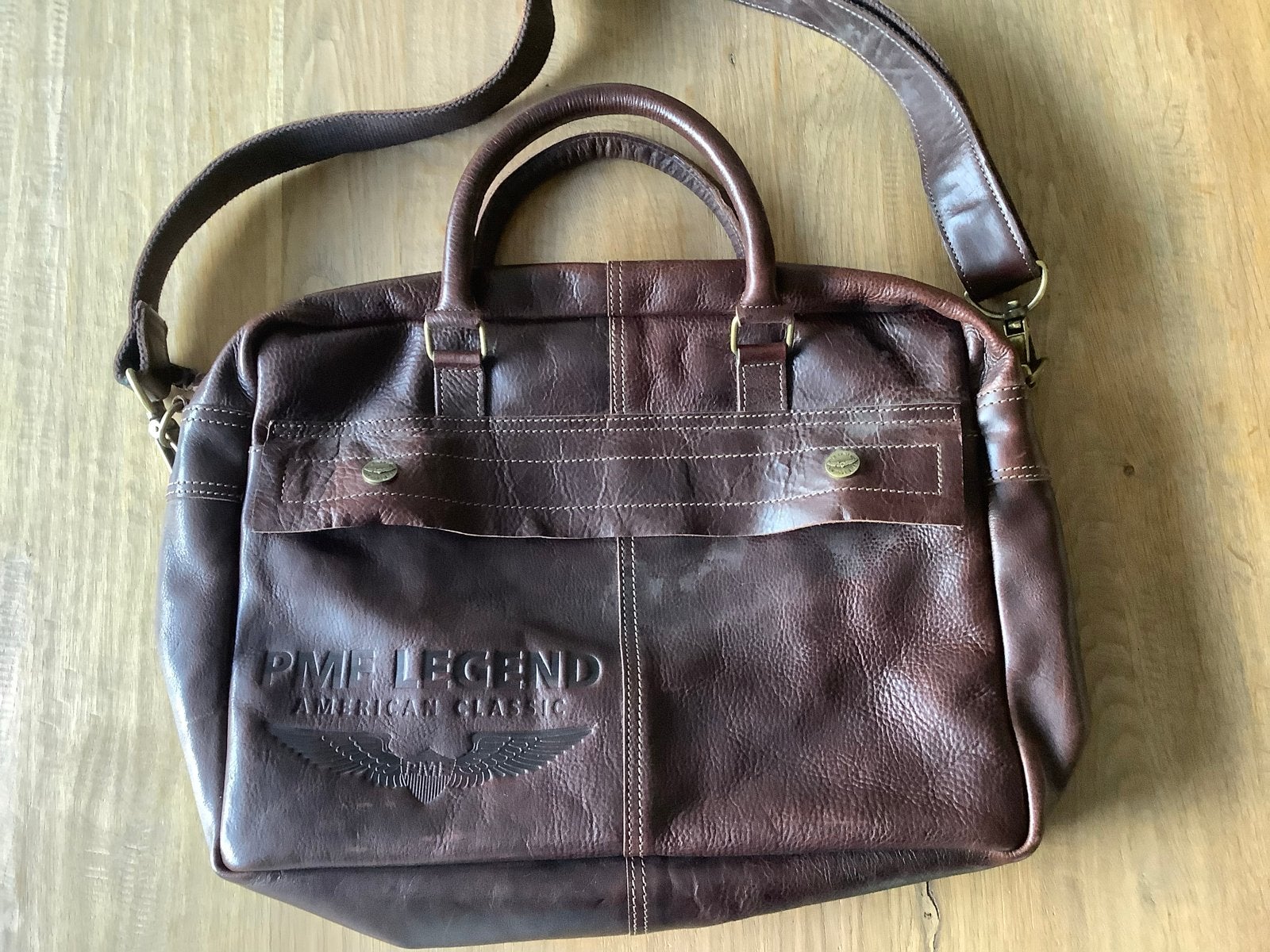 PME Legend Leren Laptoptas/Schoudertas - Bruin, Ophalen of Verzenden, Gebruikt, Bruin, Leer