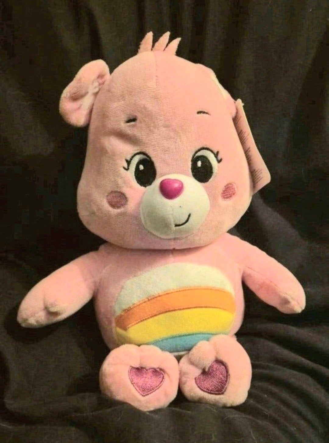 Care Bear knuffel roze met regenboog - Zo goed als nieuw, Beer, Nieuw, Ophalen of Verzenden, Middelgroot (20 tot 80 cm)