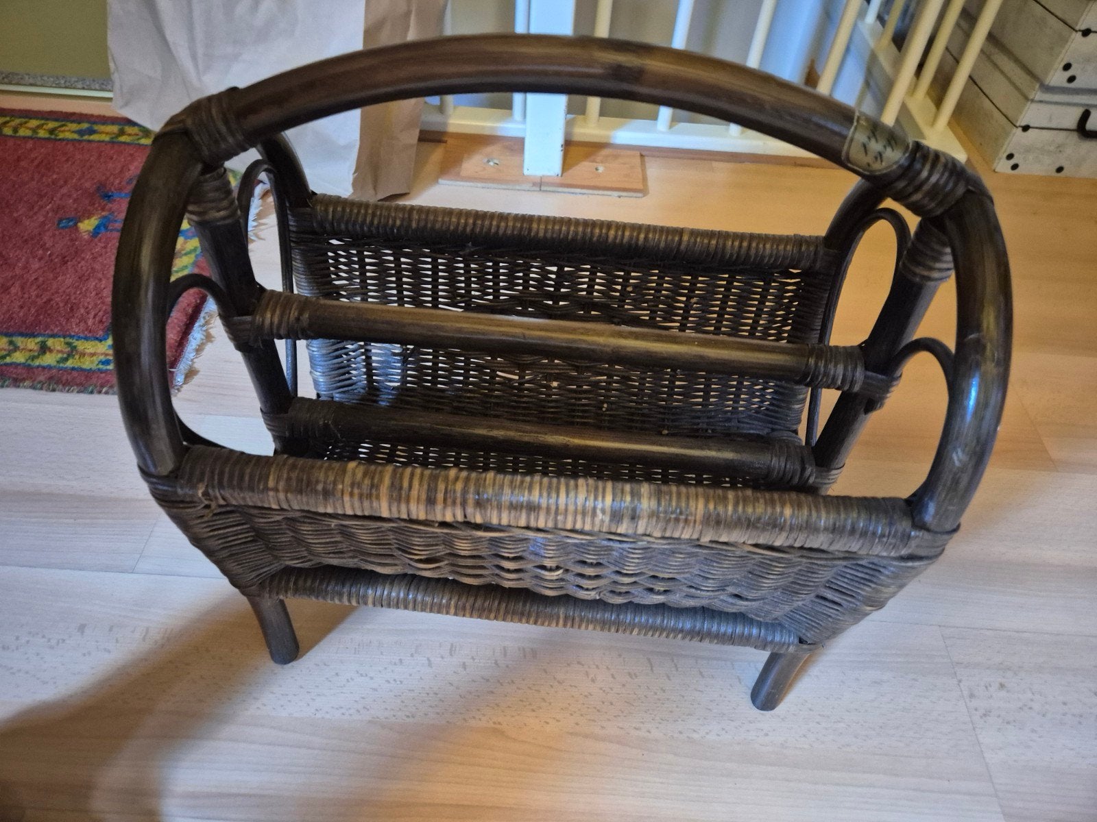 Vintage rotan tijdschriftenrek, Ophalen, Vintage, Gebruikt, Natuurlijk materiaal