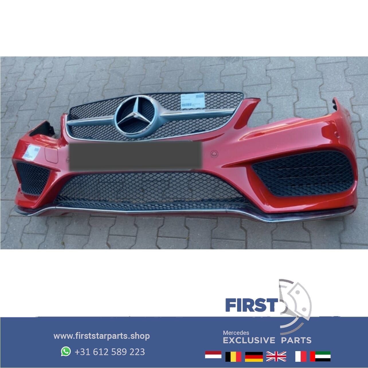 W207 FACELIFT AMG VOORBUMPER COMPLEET ROOD Mercedes E Klasse, Gebruikt, -, Voor, Ophalen of Verzenden