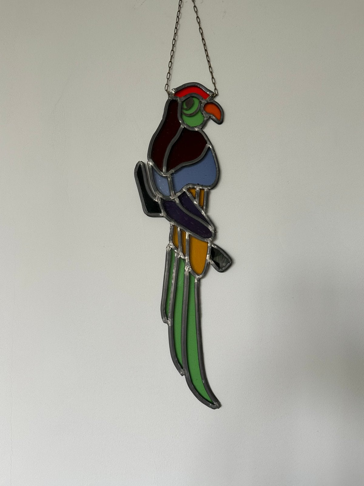 Glas in lood papegaai - decoratieve raamhanger, Antiek en Kunst, Ophalen of Verzenden