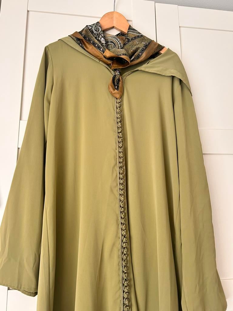 Mooie pistache groene djelaba jalaba marokaanse jurk l/xl, Galajurk, Maat 46/48 (XL) of groter, Ophalen of Verzenden, Zo goed als nieuw