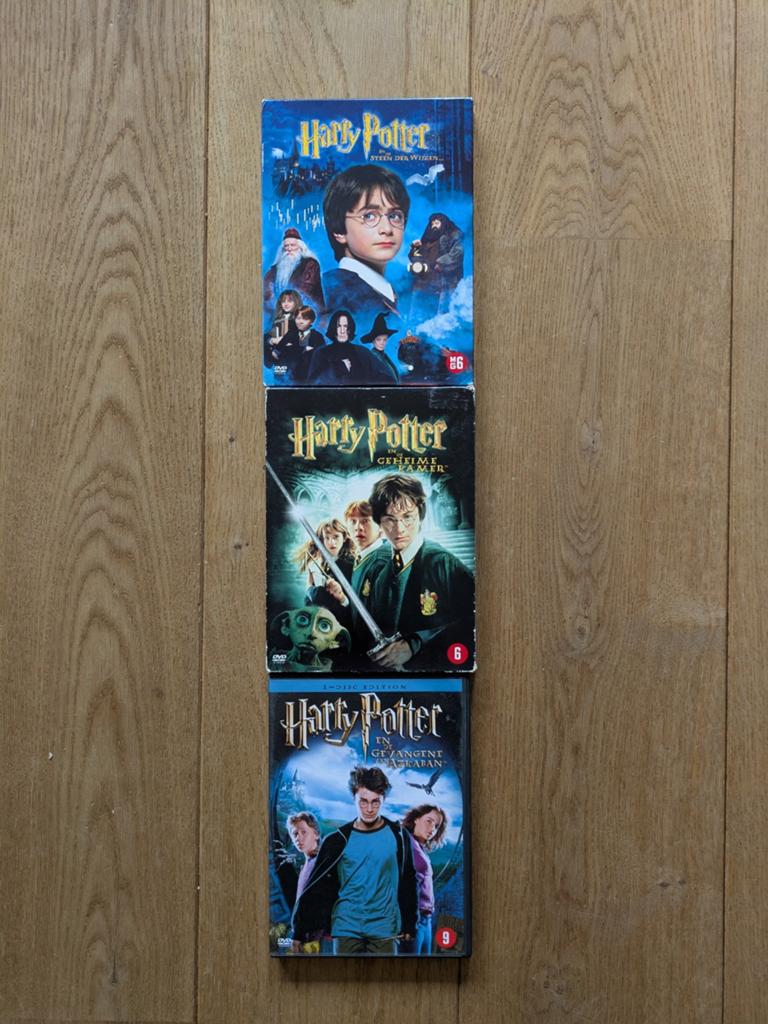 Harry Potter dvds 3x, Cd's en Dvd's, Vanaf 6 jaar, Ophalen of Verzenden, Zo goed als nieuw