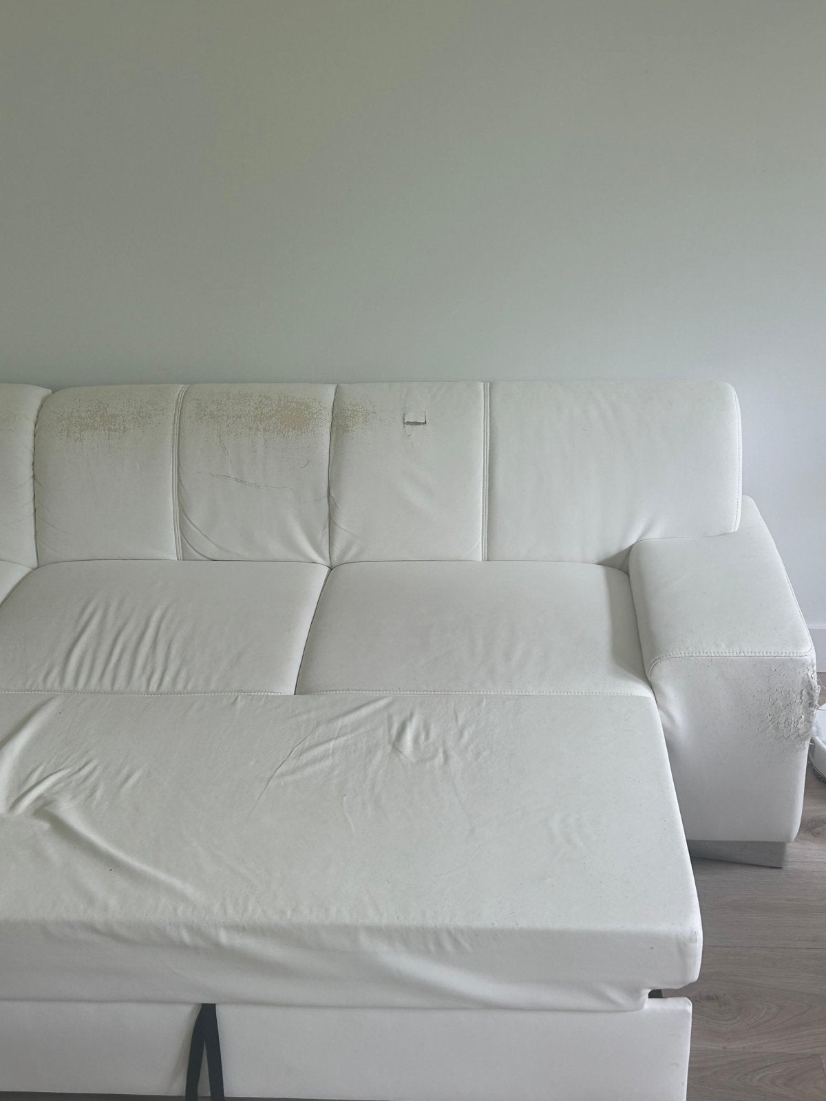 Witte Hoekbank met Slaapfunctie - Gebruikt, Ophalen, 250 tot 300 cm, Gebruikt, 125 tot 150 cm
