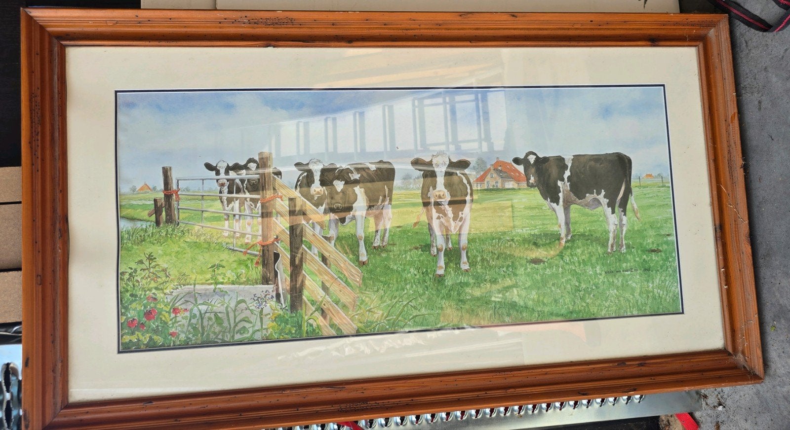 Schilderij Wiebe van der Zee - Koeien in de wei (1990), Ophalen of Verzenden