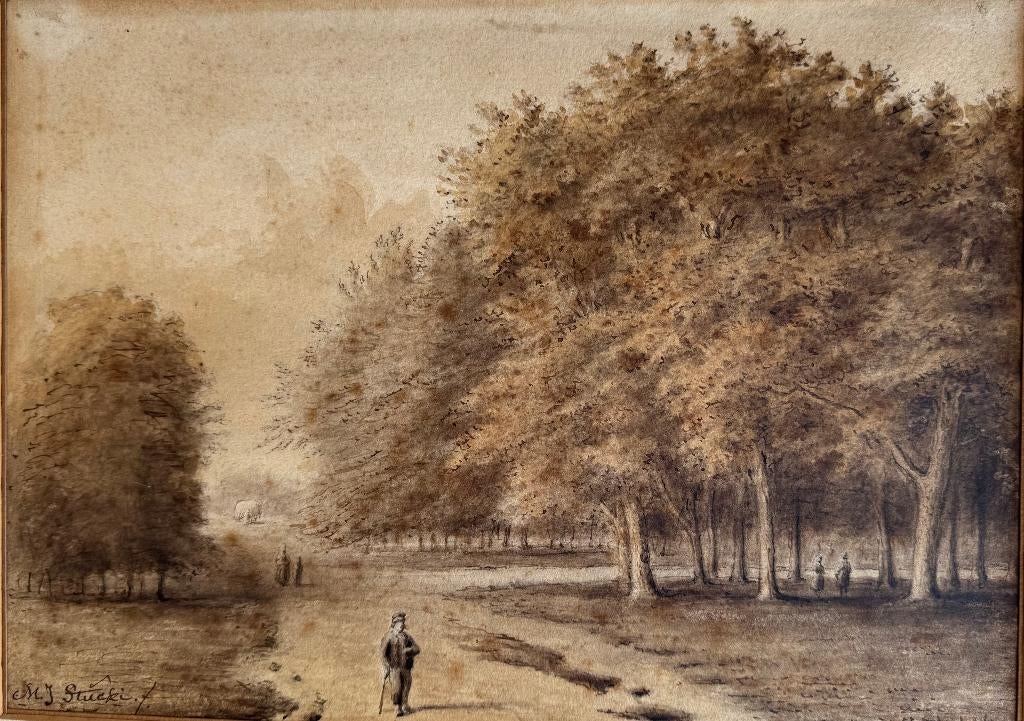 Marinus Jacobus Stucki 1846 houtskool bioportnummer	31185999, Antiek en Kunst, Ophalen of Verzenden