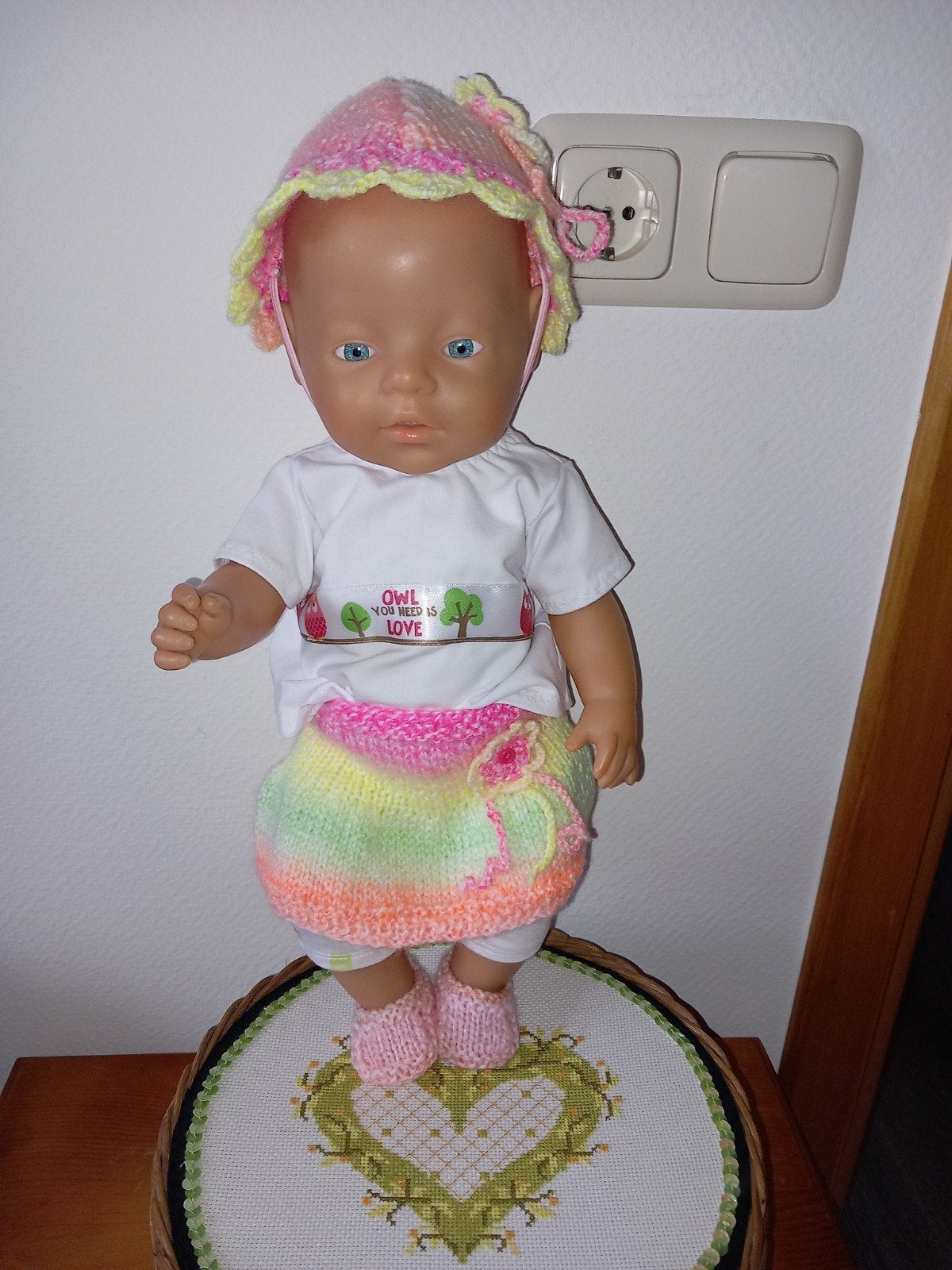 Zelfgemaakte poppenkleertjes voor pop 43 cm 5 delig., Kinderen en Baby's, Ophalen of Verzenden, Nieuw, Babypop