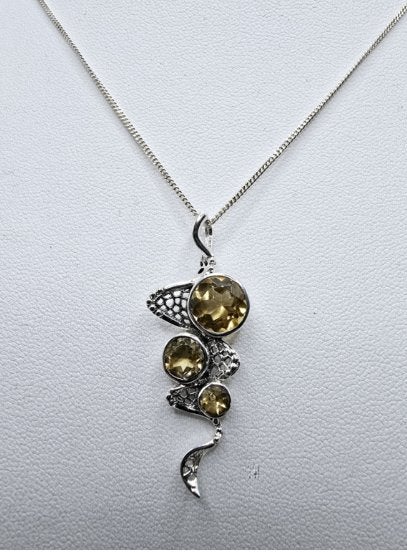 Echt zilveren hanger met Citrien, golvend model, Nieuw, Ophalen of Verzenden, Nvt, Zilver