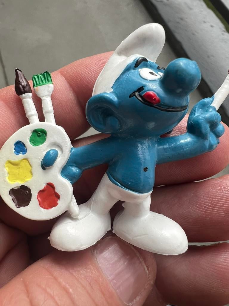 vrij zeldzame Bully schilder smurf, Verzamelen, Smurfen, Ophalen of Verzenden, Zo goed als nieuw