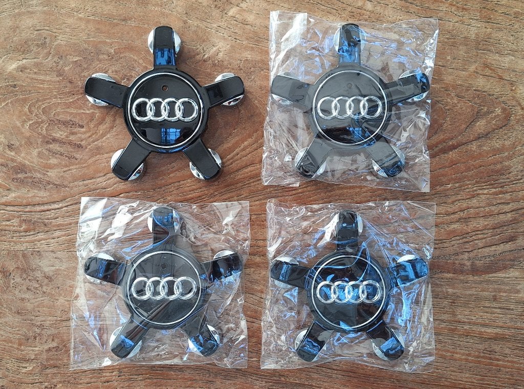 4st nieuwe Audi 5 star naafdeksels naafkappen zwart chroom, Ophalen of Verzenden, Gebruikt