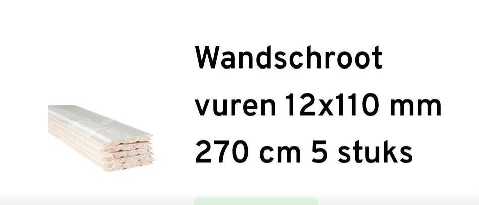 Wandschroot vuren 12x110 mm 270 cm 10  stuks, Doe-het-zelf en Verbouw, Hout en Planken, Ophalen
