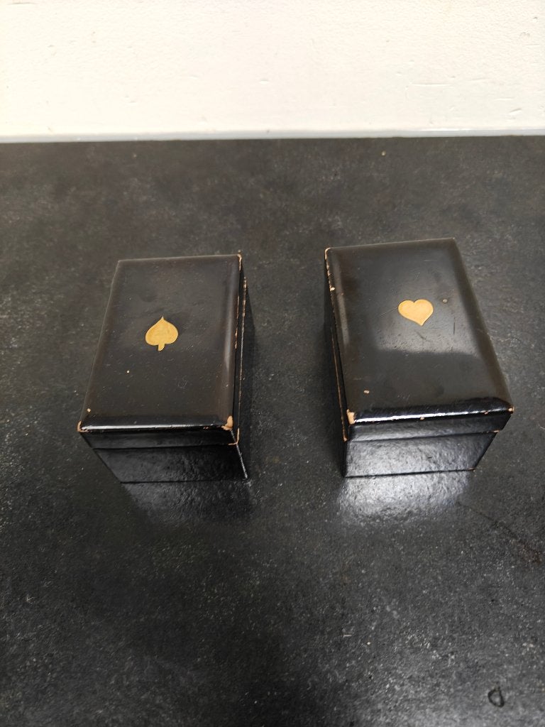 2 antieke kaarten lakdoosjes, Ophalen of Verzenden