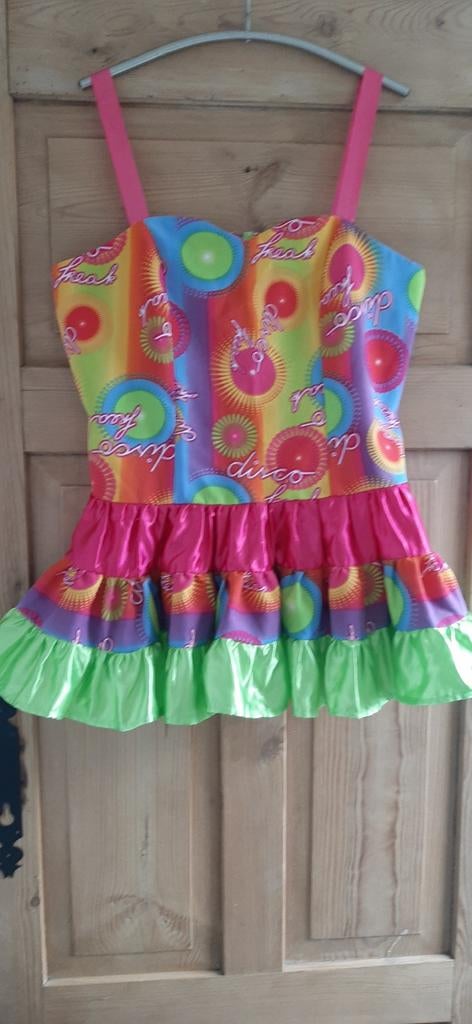 Kleurrijke Disco Jurk - Maat XL, Maat 38/40 (M), Ophalen of Verzenden, Kleding, Overige thema's