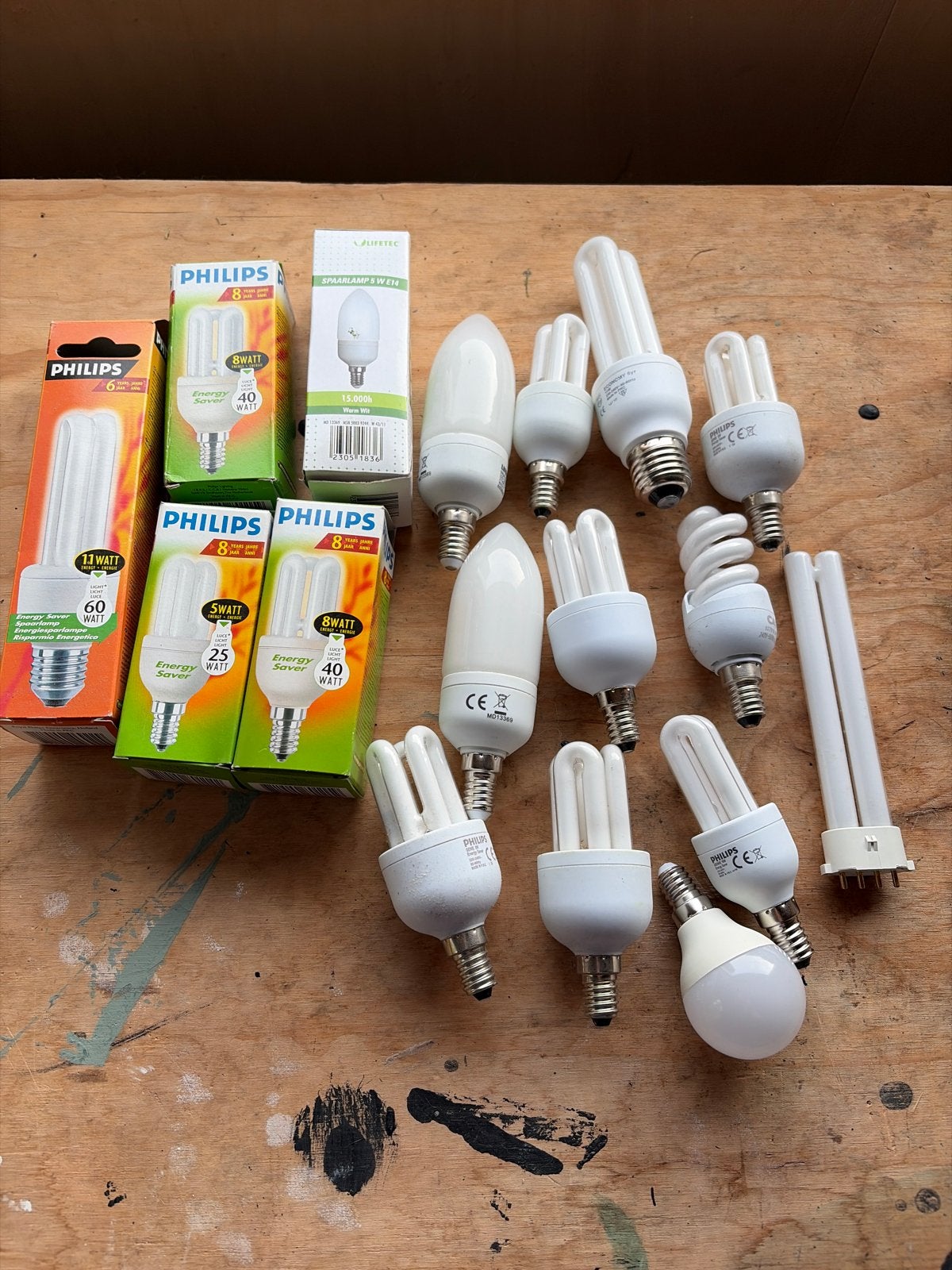 Diverse spaarlampen - 16 stuks, Huis en Inrichting, Ophalen of Verzenden, Gebruikt, E27 (groot), Philips