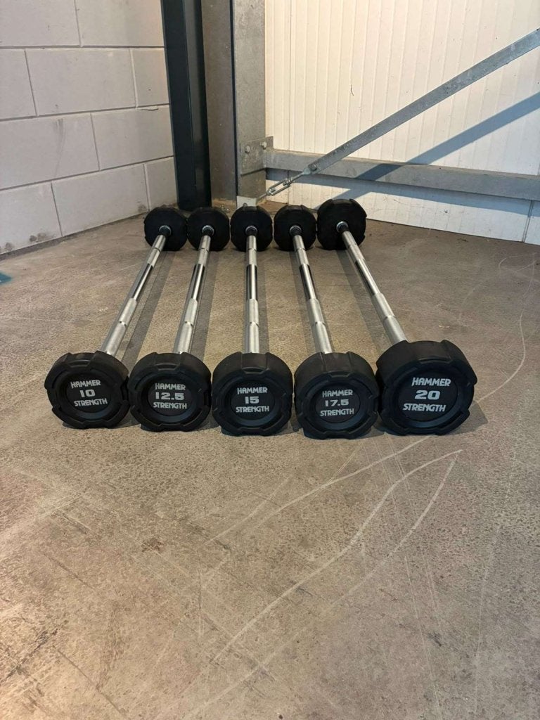 Hammer Strength Fixed Barbells set – 10 t/m 20 kg, Gebruikt, Niet ingevuld, Halterstangen, Niet ingevuld