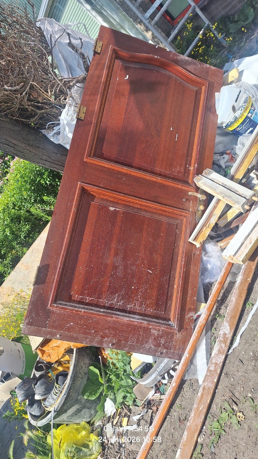 Massieve eiken voordeur met slot en scharnieren (93x201), Doe-het-zelf en Verbouw, Ophalen of Verzenden, Gebruikt, Buitendeur