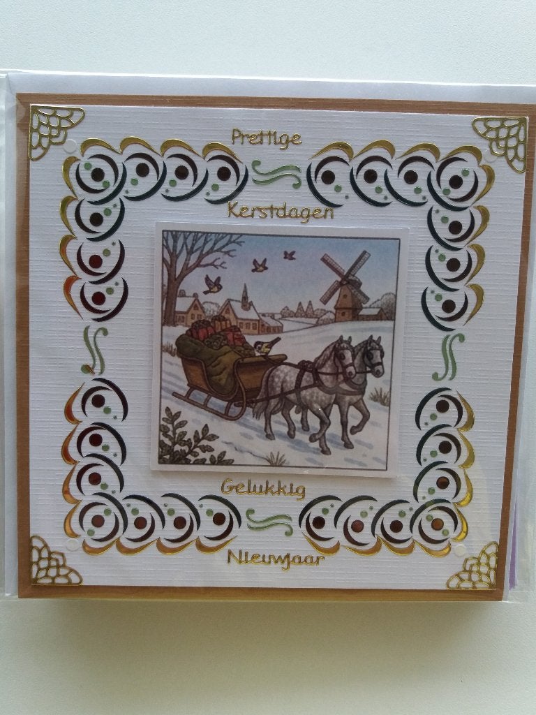Kerstkaartje arreslee met paarden no. 183, Ophalen of Verzenden, Nieuw, Kerst