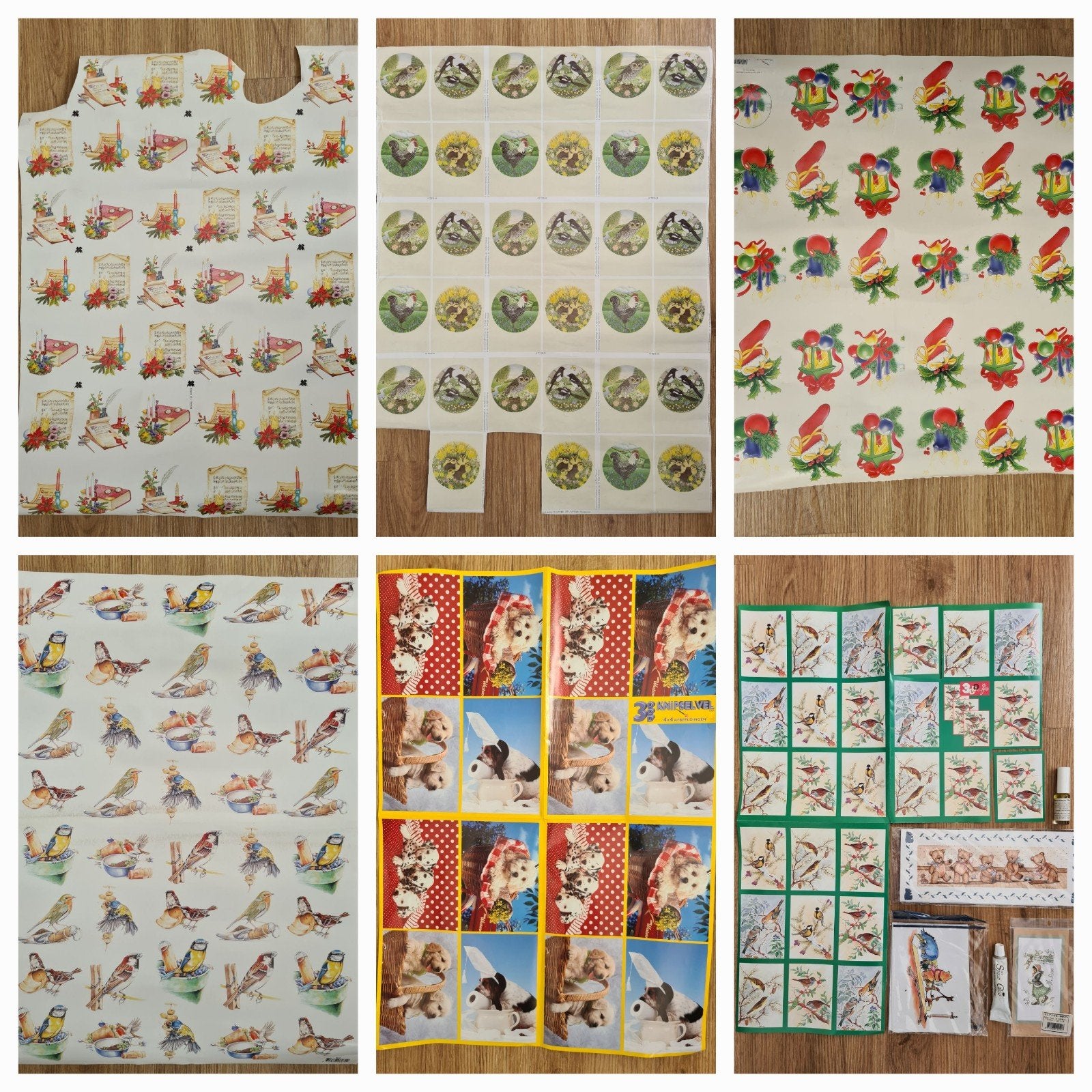 Grote partij vintage 3D knipselvellen en knutselspullen, Nieuw, Ophalen of Verzenden, Papier of Karton, Geschikt voor snijden