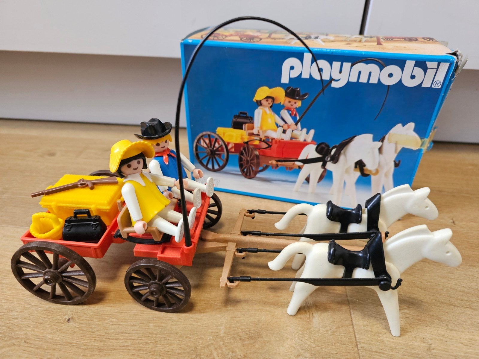 Playmobil 3587 western boerenkar, koets - vintage met doos, Kinderen en Baby's, Ophalen of Verzenden, Zo goed als nieuw