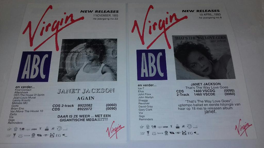 Janet Jackson PROMO FOLDERS Virgin 1993 The Jacksons Michael, Verzamelen, Verzenden, NvT, -Virgin, Boek, Tijdschrift of Artikel