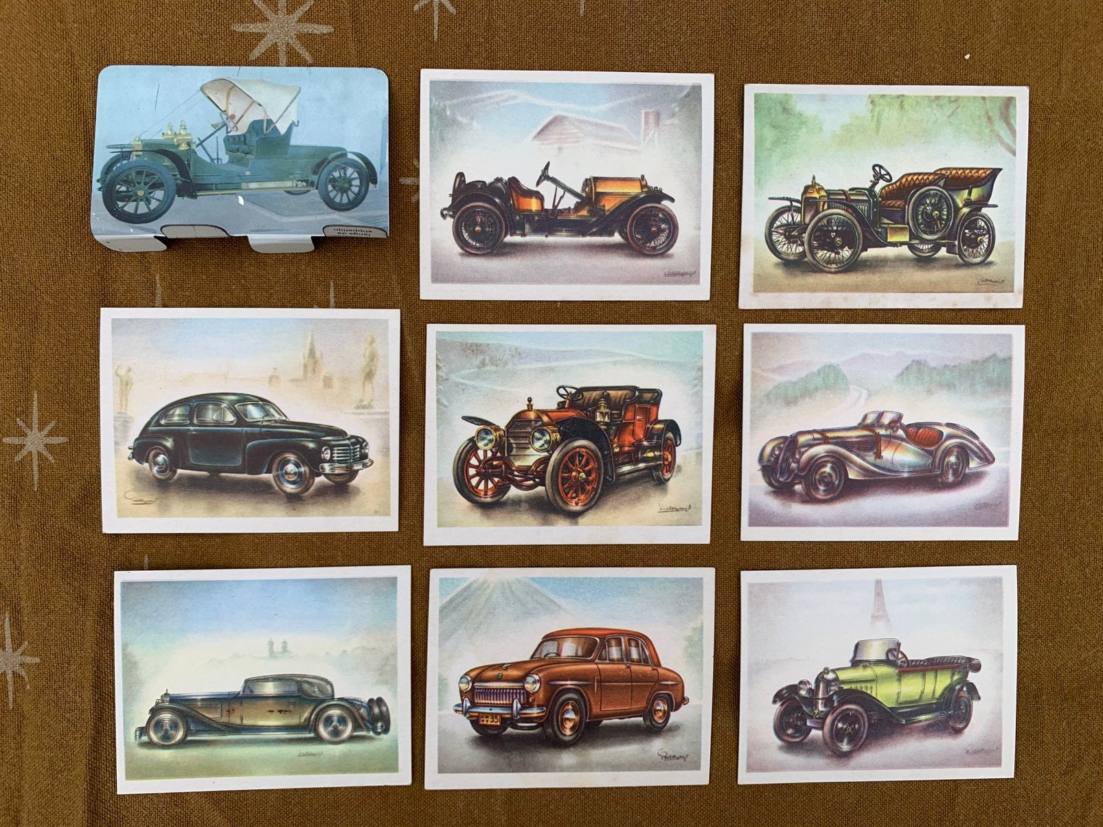 9 vintage oldtimer plaatjes, Ophalen of Verzenden, Auto's