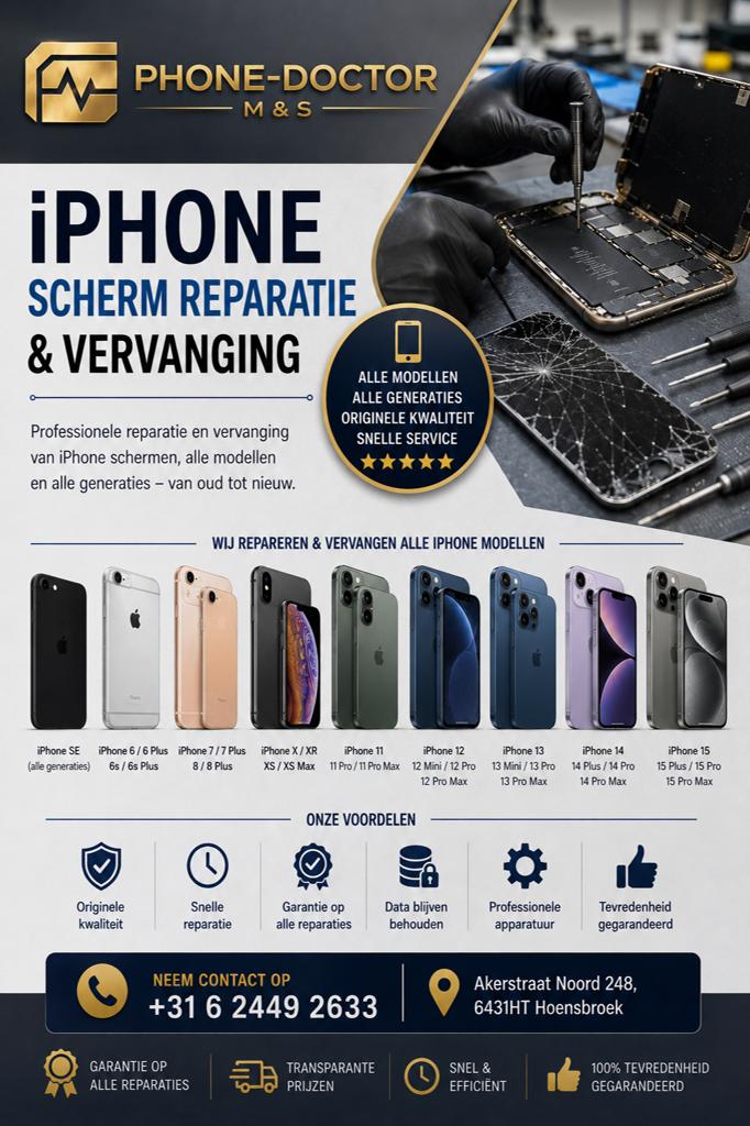iPhone scherm kapot?, Ophalen of Verzenden, Zo goed als nieuw