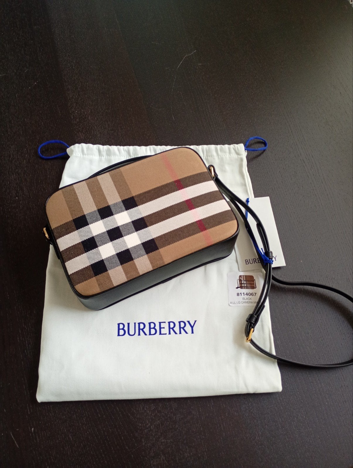 Burberry Camera Bag met Icon Stripe E-canvas nieuw, Ophalen of Verzenden, Nieuw, Zwart, Schoudertasje