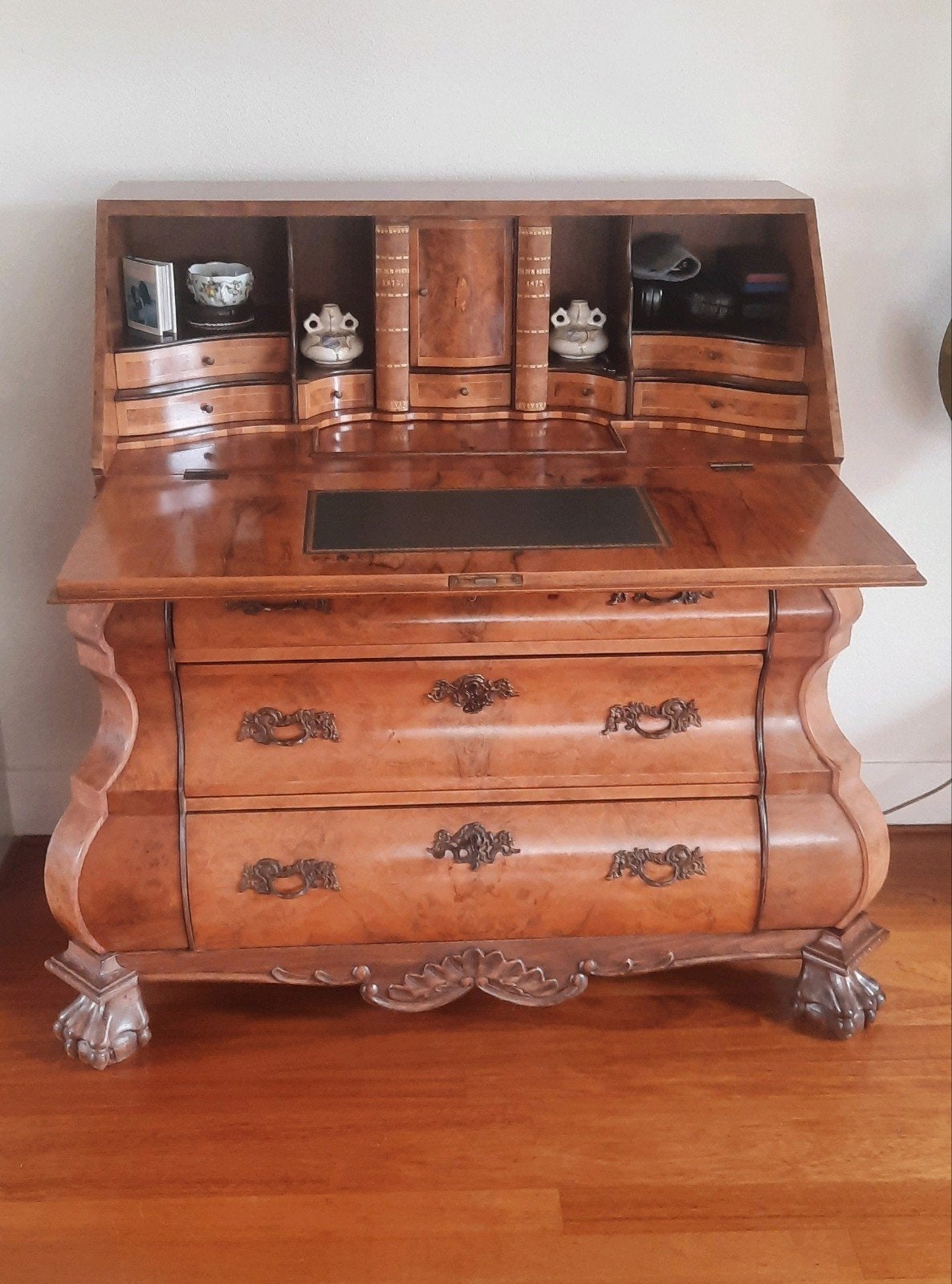 Prachtige wortelnoten secretaire | klassiek bureau, Ophalen of Verzenden, Gebruikt, Klassiek