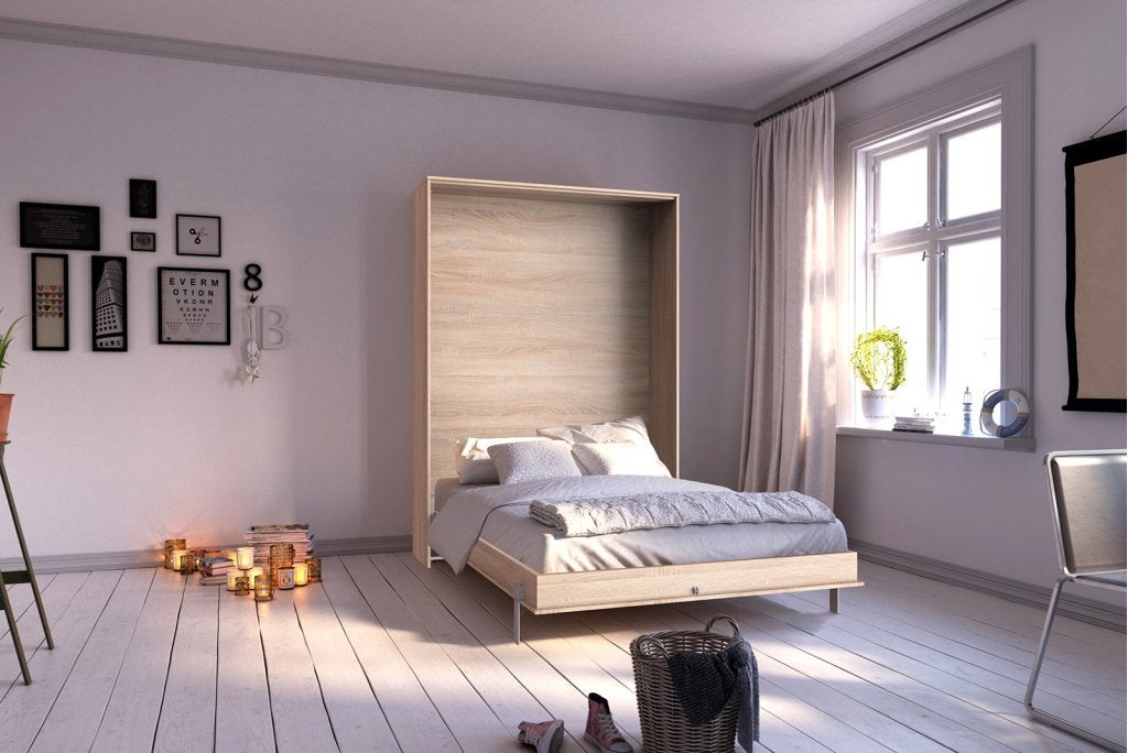 Juist opklapbed verticaal - 140x200 - Eikenkleur, Huis en Inrichting, Slaapkamer | Bedden, Niet ingevuld, Niet ingevuld, Niet ingevuld