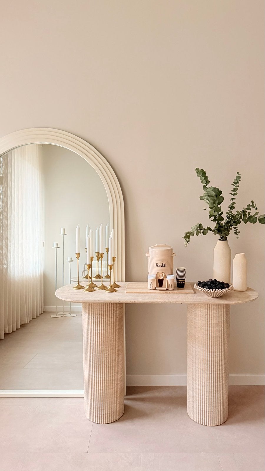 Travetine wand tafel, Huis en Inrichting, Woonaccessoires | Spiegels, 100 tot 150 cm, Ophalen of Verzenden, Zo goed als nieuw