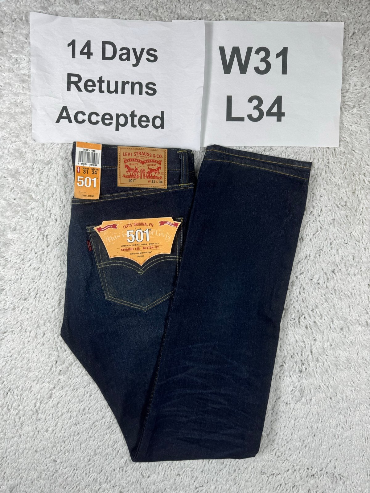 Levi's 501 Original Jeans Straight Donkerblauw W31 L34 3566, Blauw, Nieuw, W32 (confectie 46) of kleiner, Ophalen of Verzenden